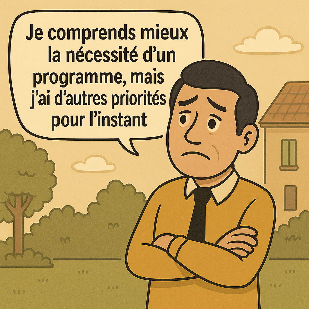 Illustration d’une personne qui aimerait avancer mais qui a d'autres priorites